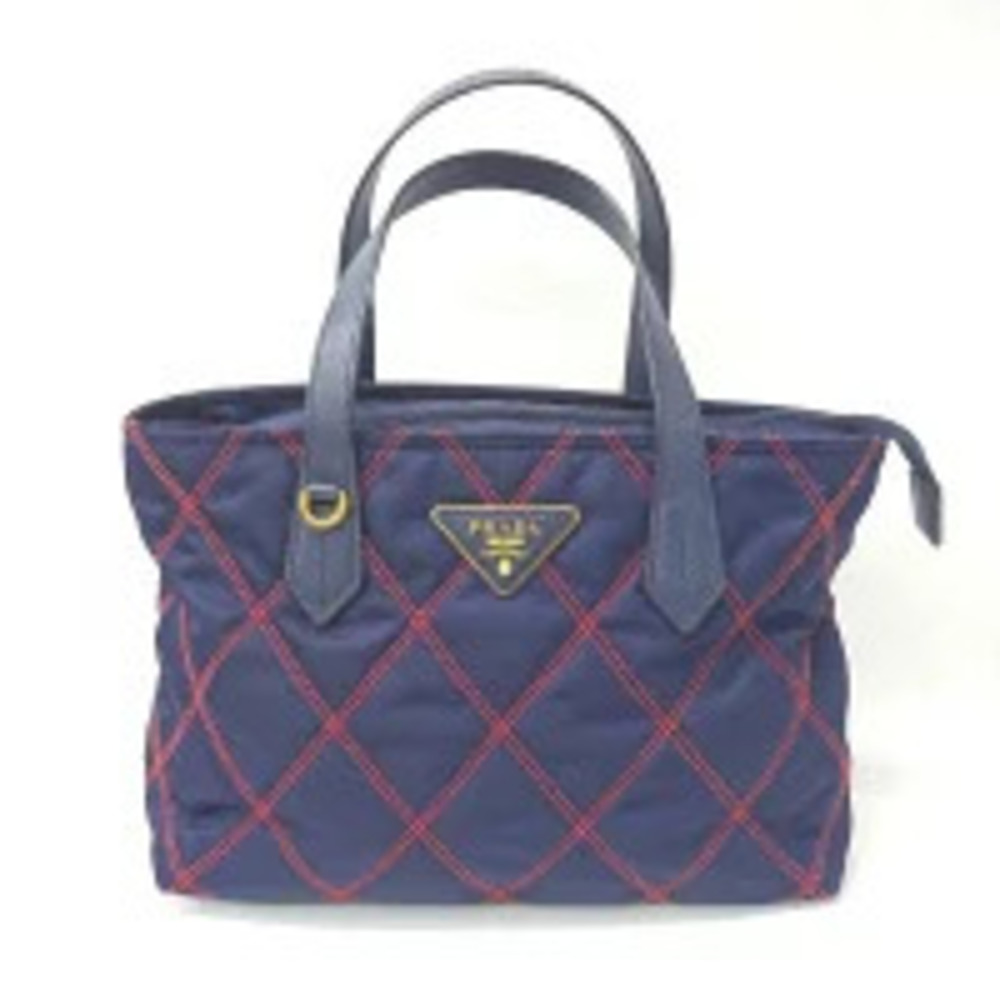 Prada Blue quilted Navy handbag stitched